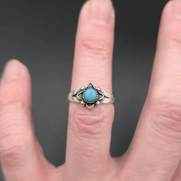 Size 6.5 Sterling Silver Bell Trading Company Turquoise Ring A6842 - Picture 3 of 8